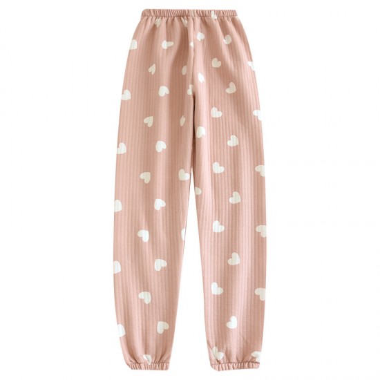 Adjustable, fleece-lined, thickened flannel maternity pajamas for autumn and winter, maternity warm pants, loose loungewear.