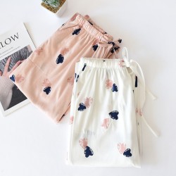 New women's cotton air-layer pajama pants, tapered, warm, thickened, home wear. Loose casual trousers