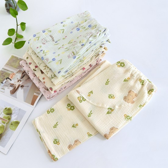 Women's summer nightgown, pure cotton gauze kimono, spring and autumn thin Japanese-style loungewear, bathrobe, pajamas, steam bath.