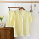 New women's nightgown, pure cotton washed cotton gauze long-sleeved bath skirt, mid-length crepe, spring and autumn loose loungewear.