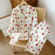Spring and summer women's pajamas, pure cotton washed cotton couple's plaid trousers, loose, soft loungewear set.