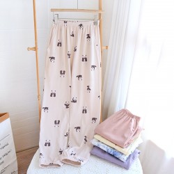 Japanese-style women's nightgown, pure cotton double-layer gauze, thin, summer nightdress, loose, cherry blossom bathrobe, mid-length pajamas