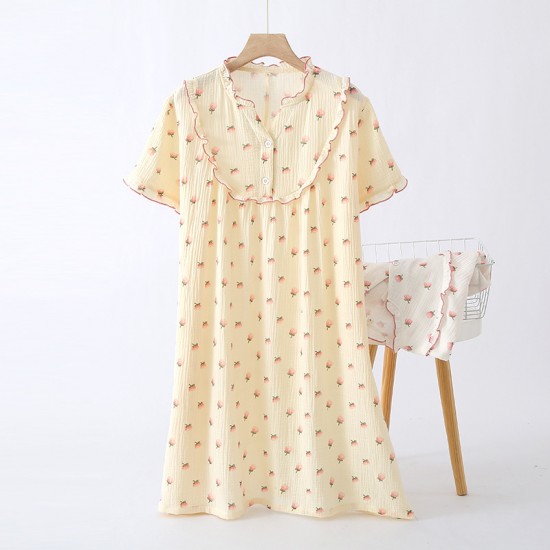 Women's padded rayon pajamas, short-sleeved, cropped, Japanese-style rayon silk, bra-free loungewear set