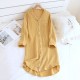 Wholesale new women's nightgown, cotton crepe bath skirt, double-layer gauze open-front long-sleeved loungewear, dropshipping.