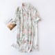 New men's pajamas, pure cotton double-layer gauze, thin short-sleeved, plaid, soft, loose loungewear two-piece set.