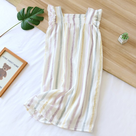 Women's pajamas, pure cotton gauze rose pattern, long-sleeved trousers, thin, loose-fitting, spring and summer two-piece loungewear set.