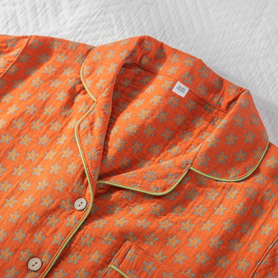 Spring and summer women's pajamas, pure cotton double-layered gauze thin long-sleeved trousers, thin, soft, loose loungewear set.