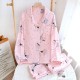 New women's pajamas, pure cotton double-layer gauze loungewear, thin, soft, spring and summer crepe loungewear