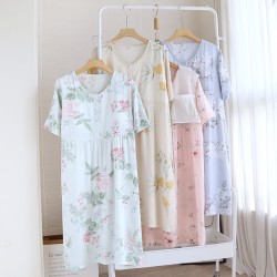 Women's nightgown, pure cotton gauze suspender bath skirt, thin summer mid-length loungewear, soft and breathable.