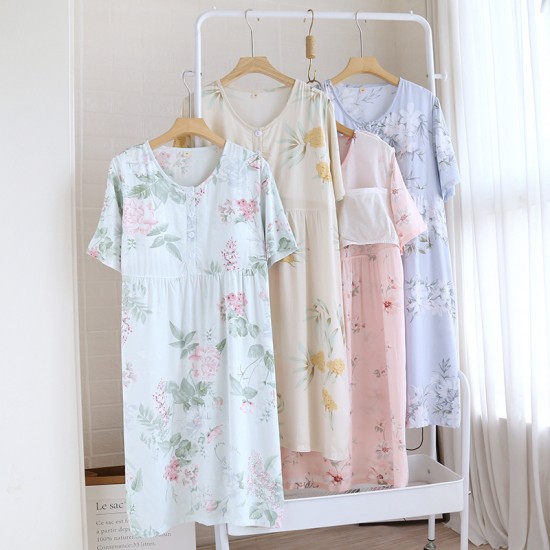 Women's nightgown, pure cotton gauze suspender bath skirt, thin summer mid-length loungewear, soft and breathable.