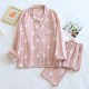 Summer women's pajamas, pure cotton double-layer gauze, thin, short-sleeved, cropped, round-neck, two-piece loungewear set for outdoor wear
