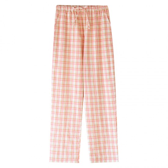 Women's padded pajamas, pure cotton double-layer gauze thin long sleeves, Japanese-style bra-free spring and summer loungewear two-piece set.