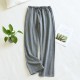 New spring and summer men's pajamas, plus-size, loose, casual, cotton, double-layered yarn-dyed herringbone loungewear pants