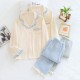 Summer women's pure cotton gauze pajamas, loose round-neck, thin, one-piece loungewear, soft and breathable