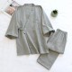 Wholesale men's double-layer gauze kimono pajamas, Japanese-style steaming loungewear, sweat-wicking and breathable loungewear.