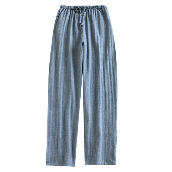 New spring and summer men's pajamas, plus-size, loose, casual, cotton, double-layered yarn-dyed herringbone loungewear pants