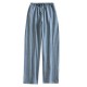 New spring and summer men's pajamas, plus-size, loose, casual, cotton, double-layered yarn-dyed herringbone loungewear pants