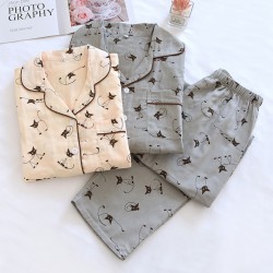 Candy solid color women's pajamas, spring, summer, and autumn, pure cotton double-layer washed cotton gauze, thin home pants, loose casual trousers