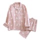 Summer women's pajamas, pure cotton double-layer gauze, thin, short-sleeved, cropped, round-neck, two-piece loungewear set for outdoor wear