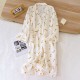Women's nightgown, pure cotton washed cotton gauze kimono bathrobe, Japanese-style mid-length nightgown, spring, summer, and autumn loose loungewear.