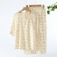 Women's pajamas, pure cotton double-layer gauze, round-neck, long-sleeved, spring and summer thin cotton floral crepe loungewear set
