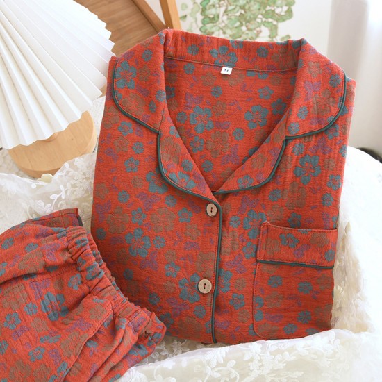 New Women's Autumn and Winter Pure Cotton Air-Layer Pajamas, Thickened Interlayer Warm Homewear Loose Large Size Casual Pants