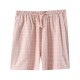 Women's washed cotton shorts, thin summer plaid pajamas, loose, plus-size, soft loungewear.