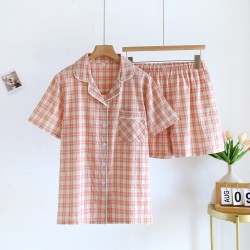 Women's summer nightgown, pure cotton double-layered cotton gauze short-sleeved loungewear, thin, soft, loose, plus-size cotton nightgown.