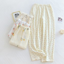 New women's nightgown, pure cotton, long-sleeved, three-layer quilted. Mid-length nightgown with open front, thin cotton, loose loungewear.