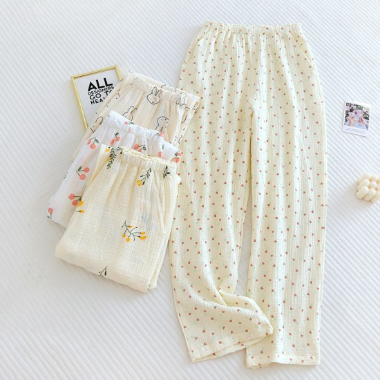 New women's nightgown, pure cotton, long-sleeved, three-layer quilted. Mid-length nightgown with open front, thin cotton, loose loungewear.