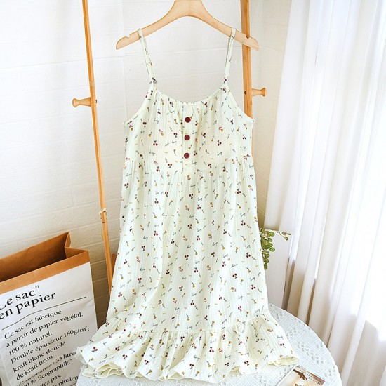 Summer women's cotton double-layer gauze shorts and pullover, thin, Japanese-style loungewear, soft, two-piece set.