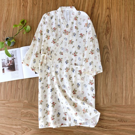 Women's spring and autumn pajamas, pure cotton jacquard double-layer cotton gauze, simple Japanese-style long-sleeved trousers, thin, loungewear. Two-piece loungewear set