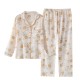 Women's Japanese-style pajamas, spring and autumn, thin, loose-fitting, long-sleeved cardigan loungewear set.