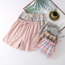Washed cotton couple's pajama pants, pure cotton men's and women's trousers, spring and autumn, summer, casual, loose plaid, outdoor wear.