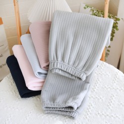 Women's spring and autumn pajamas, pure cotton double-layered cotton gauze crepe, long-sleeved trousers, thin lapel, soft two-piece loungewear set