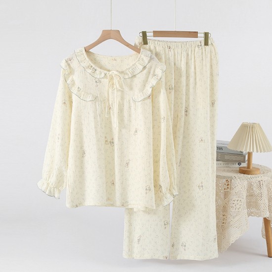 Flannel women's pajamas, autumn and winter Thickened, warm, plush, loose, and soft coral fleece lounge pants.