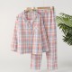 Spring and summer women's padded pajamas, pure cotton double-layer gauze long-sleeved trousers, soft bra-free loungewear set.