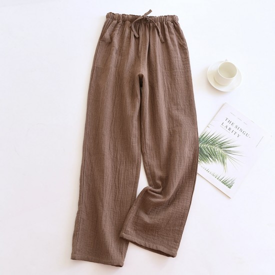 Spring and autumn pure cotton pajamas, men and women's yarn-dyed plaid, double-layer cotton gauze, plus-size, loose, thin, summer soft loungewear.