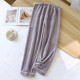 Women's Spring and Autumn Double-Layer Cotton Gauze Loose Large Size Floral Thin Summer Crepe Homewear Pants