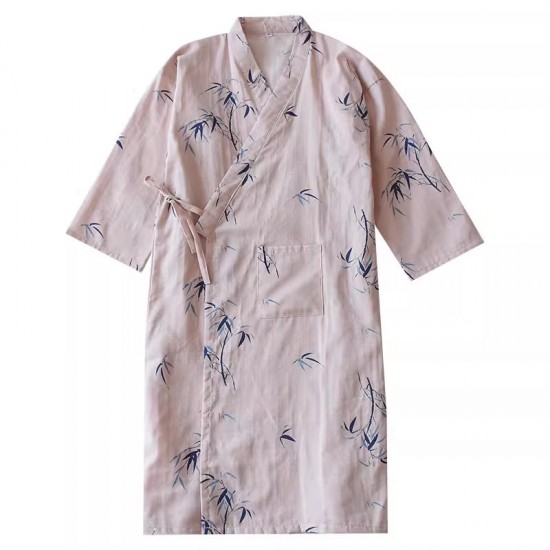 Men's and women's summer cotton gauze nightdresses, cardigans, Japanese yukata, Japanese-style bathrobes, plus-size, couples' saunas