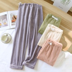 Women's Spring and Autumn Double-Layer Cotton Gauze Loose Large Size Floral Thin Summer Crepe Homewear Pants