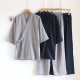 Couples' cotton gauze nightgown, pine tree-style, thin, men's and women's bathrobes, loose cotton kimono pajamas, and loose drawstring mid-length kimono pajamas.