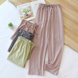 Women's pajama pants, spring, summer, and autumn, loose, casual cotton trousers suitable for outerwear, all-cotton pajamas, dropshipping.