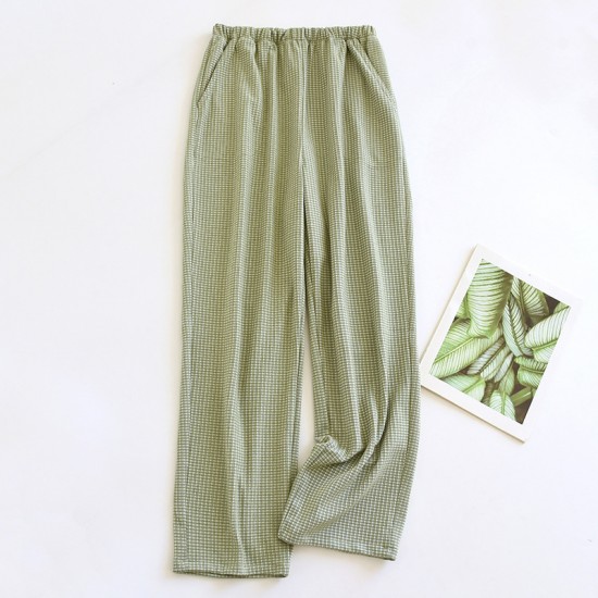 New women's padded pajamas, pure cotton gauze long sleeves, spring, summer, and autumn bra-free crepe loungewear set.