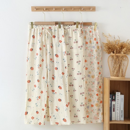 Floral patterned camisole nightgown for women, pure cotton gauze, sweet and cute, thin, Japanese-style summer girls' pajamas, plus-size loungewear