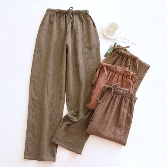 Spring and autumn pure cotton pajamas, men and women's yarn-dyed plaid, double-layer cotton gauze, plus-size, loose, thin, summer soft loungewear.