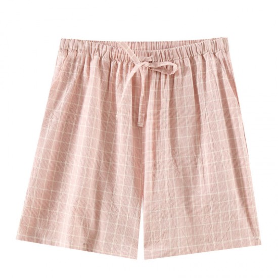 Washed cotton couple's pajama pants, pure cotton men's and women's trousers, spring and autumn, summer, casual, loose plaid, outdoor wear.