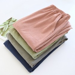 New women's padded pajamas, pure cotton gauze long sleeves, spring, summer, and autumn bra-free crepe loungewear set.