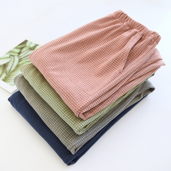 New women's padded pajamas, pure cotton gauze long sleeves, spring, summer, and autumn bra-free crepe loungewear set.