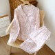 Spring and summer women's pajamas, pure cotton washed cotton couple's plaid trousers, loose, soft loungewear set.
